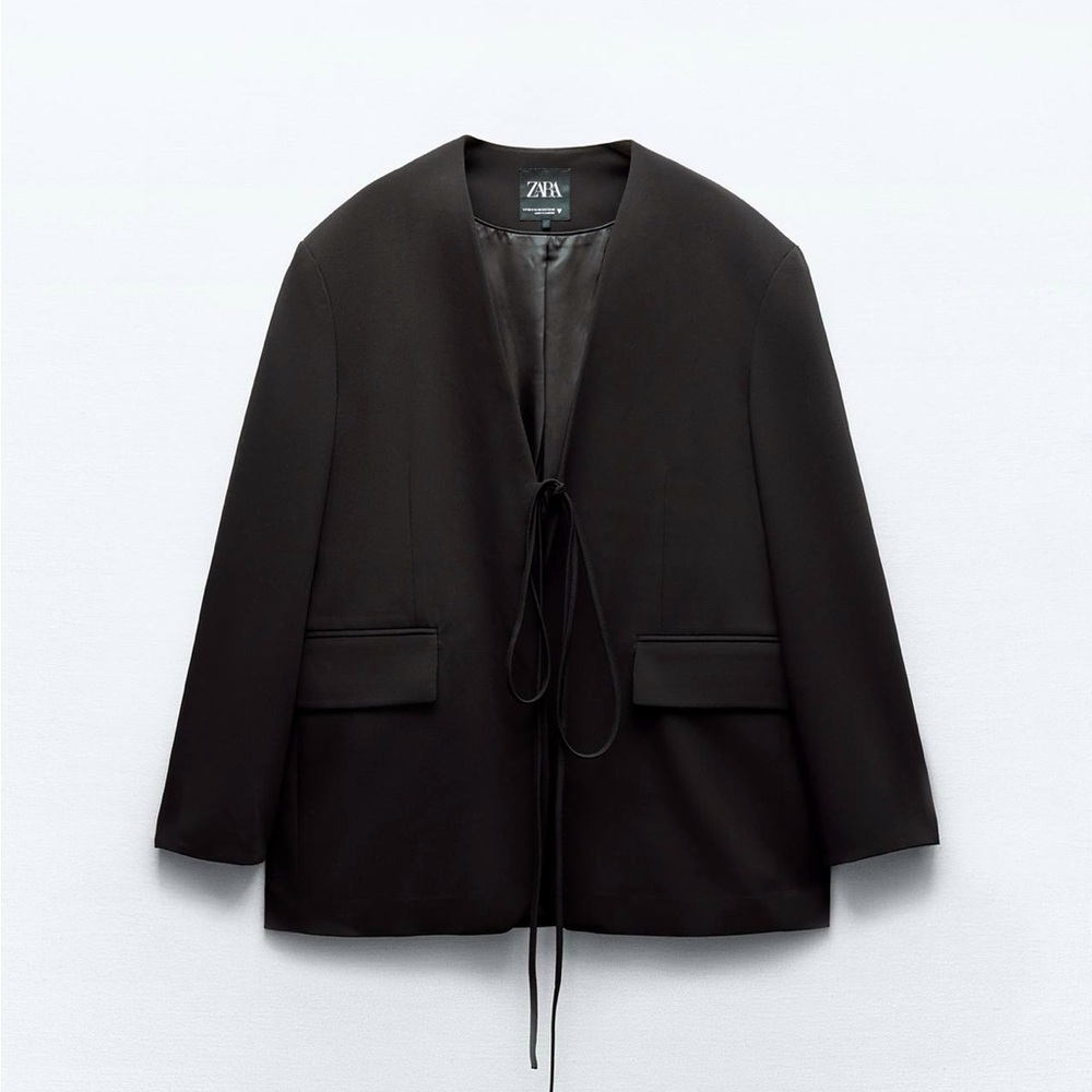 Zara Black Open Front Blazer Jacket